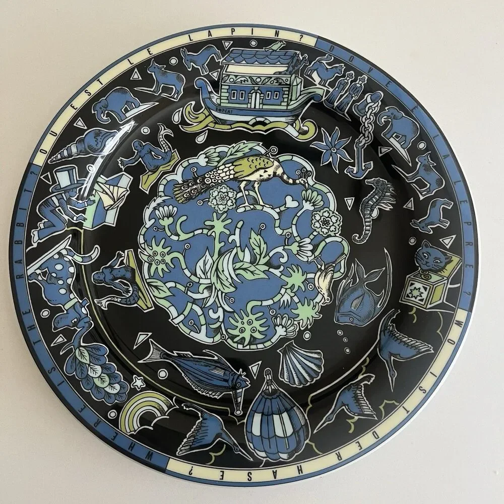 Bopla! Langenthal Where Is The Rabbit? Dinner Plate 10.75”  Black Blue Vintage